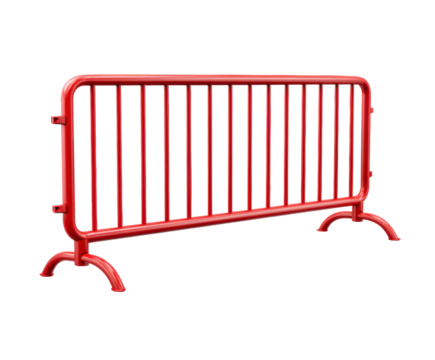 Red metal safety barrier for crowd control at public events on a transparent background, cut out - Powered by Adobe