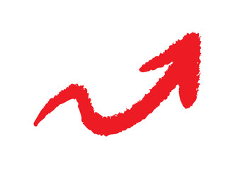 手書きのカーブ矢印 ベクター 赤