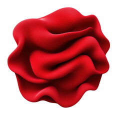 Crimson Undulation: A Dynamic 3D Rendered Form on Solid Black Background