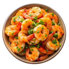 freshly prepared spicy shrimp tempest isolated on white background