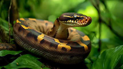 Obraz premium Closeup Of A Snake In A Tropical Forest
