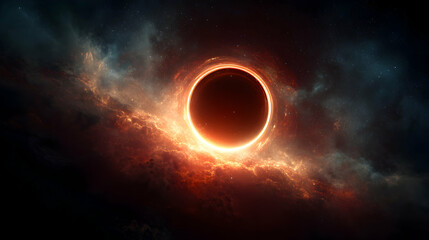 Fototapeta premium A captivating cosmic portal, swirling nebulae and a radiant event horizon dominate the celestial canvas