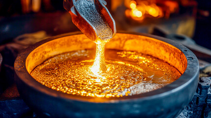aluminum smelting molten metal foundry industrial scene