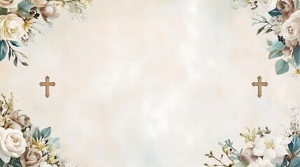 Floral Crosses Beige Background.