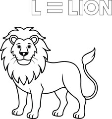 hand drawn lion coloring book vector illustration 