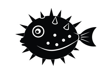 Silhouette art illustration of a pufferfish.eps
