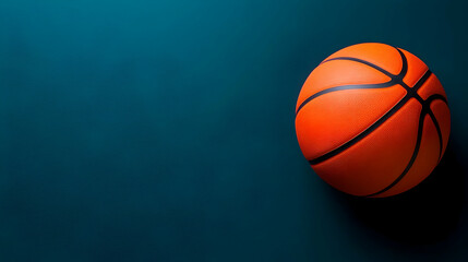 Obraz premium Orange Basketball on Teal Background