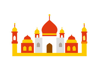 Fototapeta premium Clean vector artwork showing six Taj Mahals in a unique color scheme and minimalist style on white.