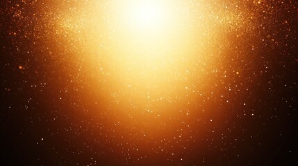 Bright golden light bursts from center, illuminating dark background with glittering particles.