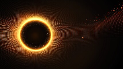Glowing golden circle abstract background.