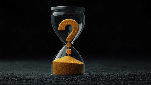 Hourglass with Question Mark Design Representing Uncertainty in Time and Decision Making in Conceptual Visual Art
