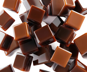 Delicious chocolate cubes food isolated on transparent background