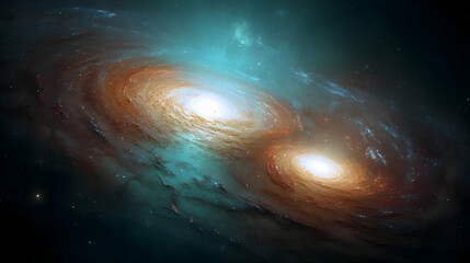 Stunning spiral galaxy formation featuring luminous nebulae swirling among countless stars and cosmic dust