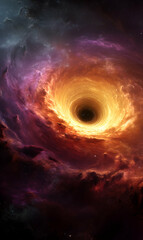 Fototapeta premium Cosmic vortex of starlight and vibrant nebulas illuminating a mysterious black hole event horizon