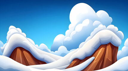 Pixel Art Winter Landscape: Snowy Mountains and Blue Sky
