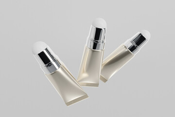 luxury metallic cylindrical roll-on tube packaging design, roller ball tube liquid skincare product, metallic tubular shape roll-on massage head product mockup, cosmetic Roll-on tube packaging mockup