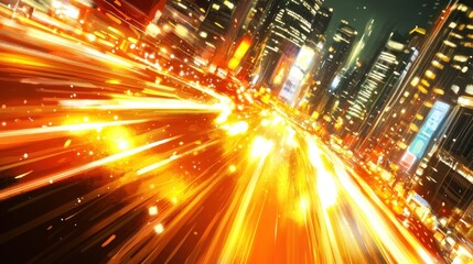 Obraz premium Night city street with bright light trails.