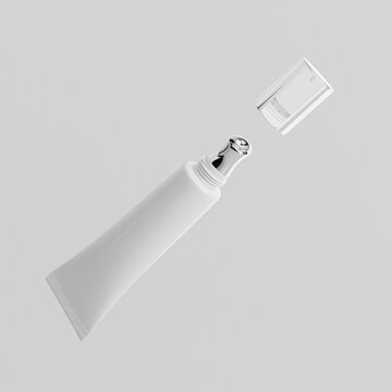 lip gloss tube with silver metallic tip packging, liquid lipstick tube with slant tip mockup, luxury liquid makeup tube with screw cap, cylindrical cosmetic container with aluminum tip Applicator