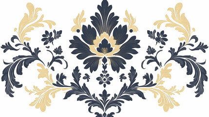 Elegant, symmetrical decorative design with dark and light floral motifs.
