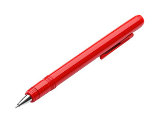 Writing with a red pen office desk still life isolated on transparent background
