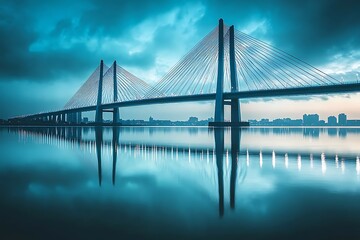 Obraz premium Vidyasagar setu bridge in kolkata india reflecting in the hooghly river