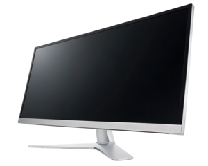 Sleek Silver Computer Monitor Ready for Use PNG and transparent background