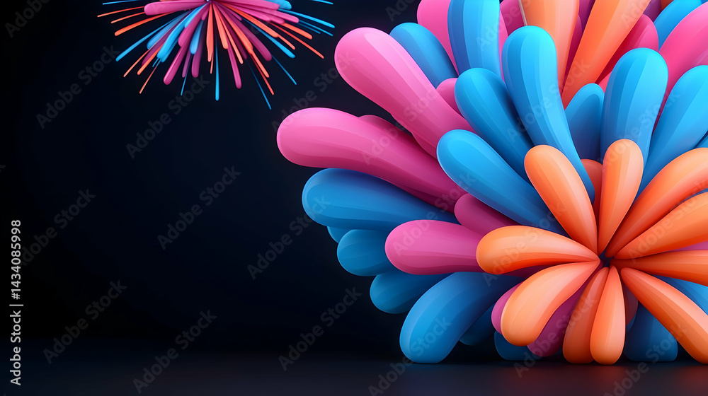 Canvas Prints colorful fireworks and abstract shapes on dark background