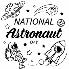 NATIONAL ASTRONAUT DAY vector illustration