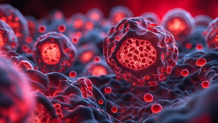 Vibrant abstract rendering of intricate cellular network