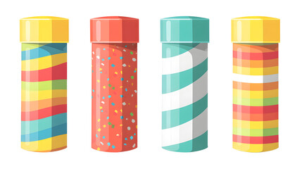 Fototapeta premium Colorful cylindrical objects with stripes