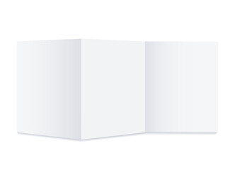 Trifold Leaflet Mockup. A4 or A5 opened Paper. Blank Template for branding identity, booklet, flyer. 3d Vector realistic. 