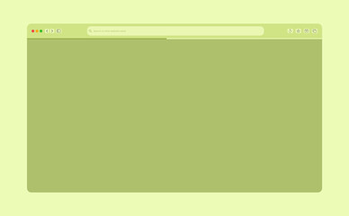 Transparent browser window on blue and violet background. Window internet browser with toolbar and search bar. Blank screen website mockup. Template design for ui, ux, app. Vector illustration