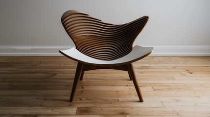 Modern wooden chair with layered design
