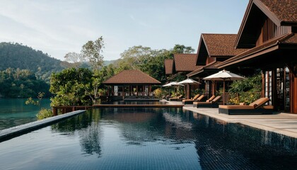 Fototapeta premium Luxurious Resort Poolside Scene