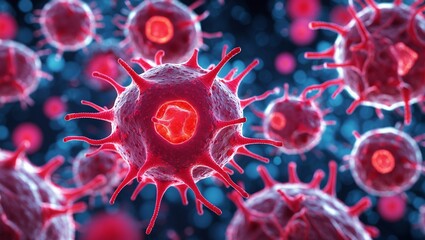 Vibrant close-up of red cellular structures