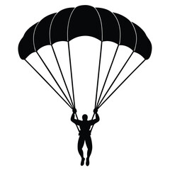 silhouette of a man with parachute