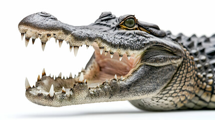 Obraz premium Closeup Of Alligator With Open Mouth On White Background