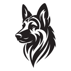 Decorative Dog Line Art – Tattoo Style Animal Illustration 