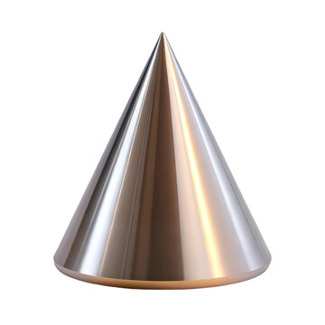 Silver Cone Shape Metal Cone Geometric Shape 3D Model Industrial Design on transparent background