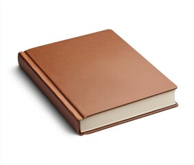 Obraz premium A closed, brown, hardcover book with a white spine and white pages