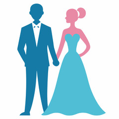 Fototapeta premium Elegant Couple Silhouette Holding Hands