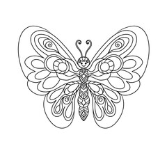 simple minimalism Isolated cute Butterfly line art design element and adult or kids for coloring book page black line butterfly for coloring book. Neat butterfly tattoo