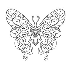 Fototapeta premium Butterfly coloring page and coloring book for adult or kids