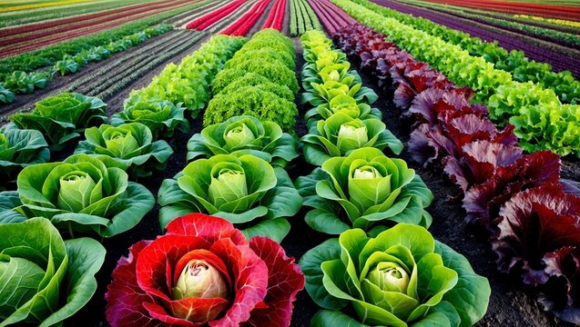Vibrant lettuce fields in salinas valley california