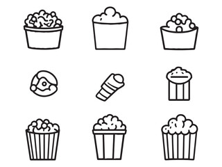 Popcorn Box line art clean outline