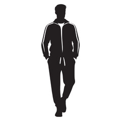 Athletic Tracksuit silhouette, function meets fashion – Tracksuit illustration – Minimalist Tracksuit vector – Men's dress silhouette

