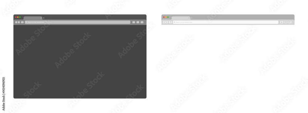 Wall mural transparent browser window on blue and violet background. window internet browser with toolbar and s