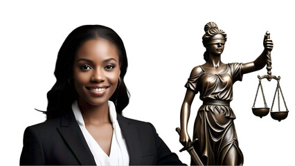  Businesswoman Holding Justice Statue With Confident Look