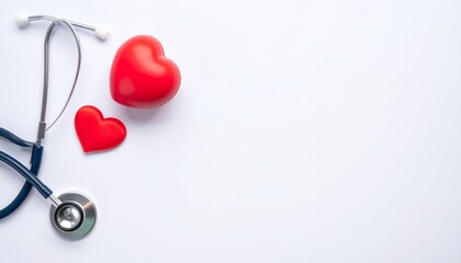 stethoscope and heart on white