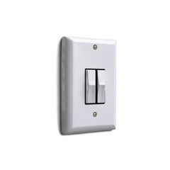 White light switch with a dual toggle on a neutral background, creating a clean aesthetic